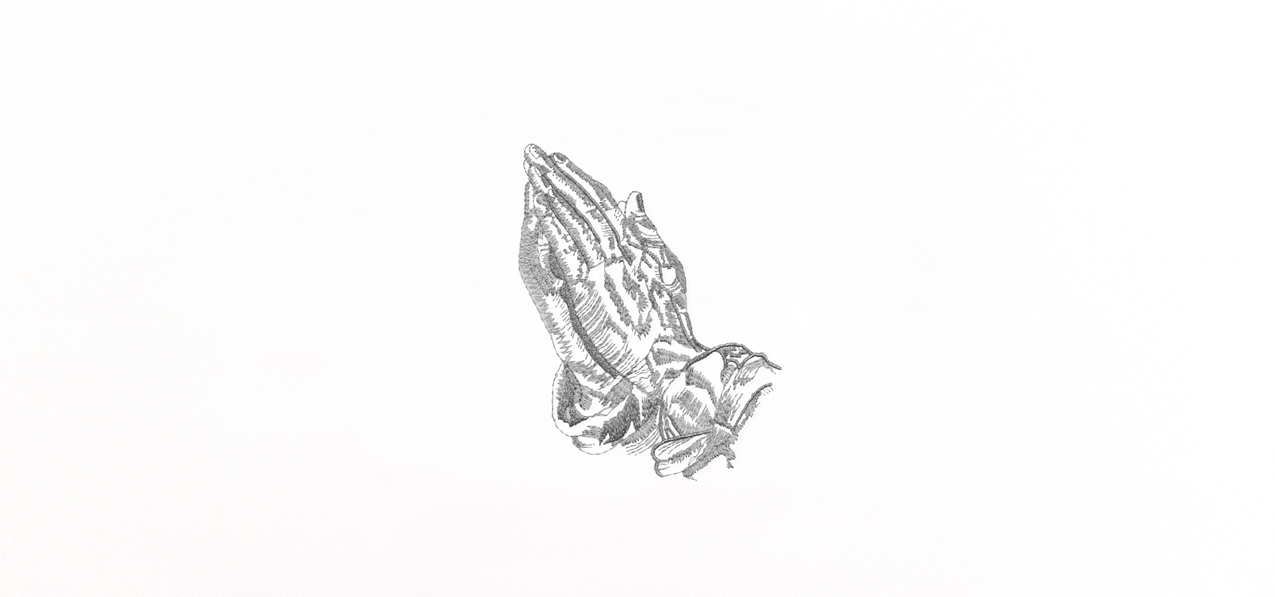Praying Hands Silver White Faux
